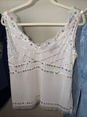 Mexx Ivory Sequin Fringe Camisole